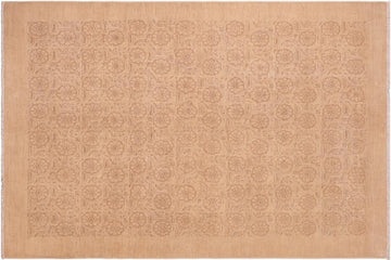 handmade Transitional Kafkaz Chobi Ziegler Tan Brown Hand Knotted RECTANGLE 100% WOOL area rug 6 x 9